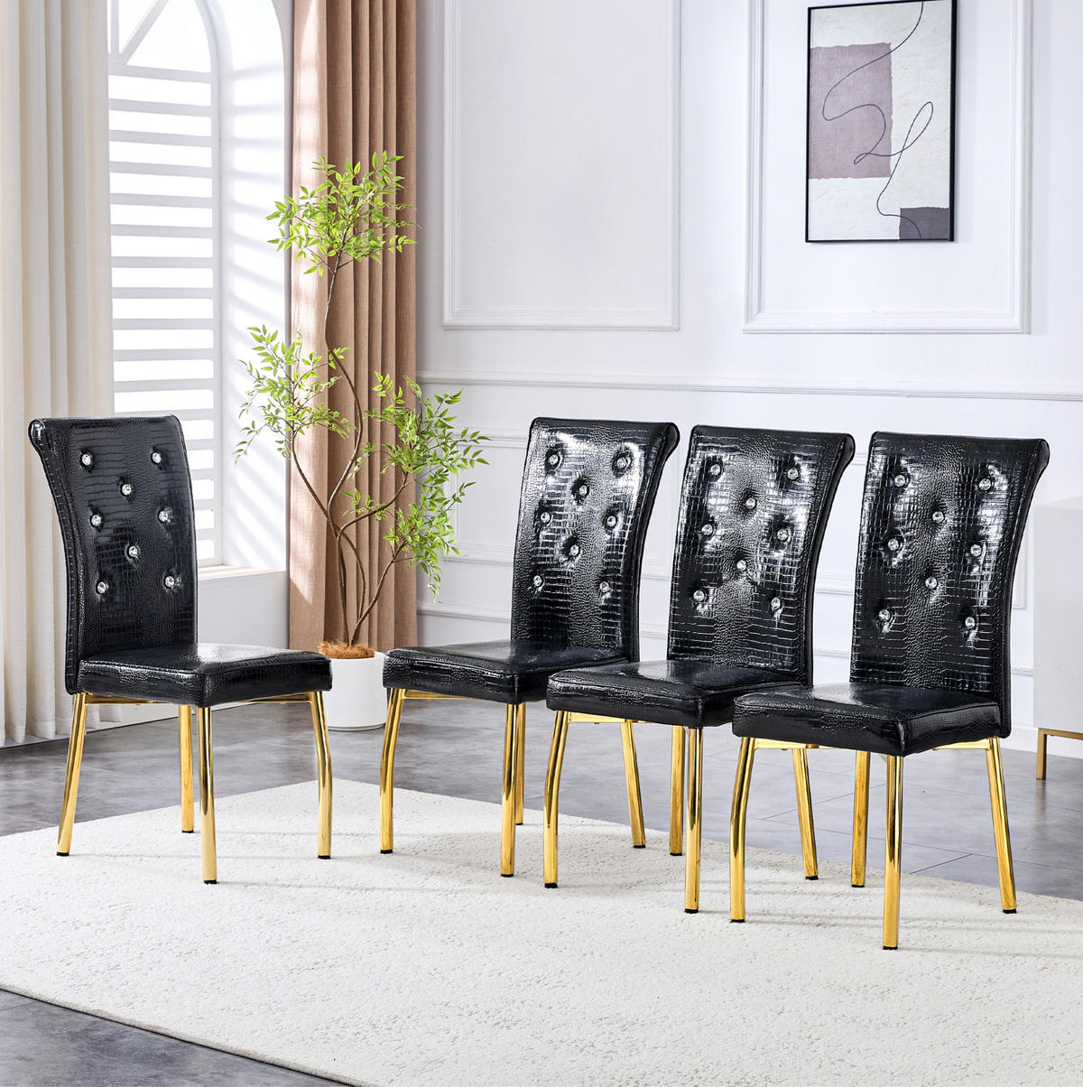 ESSZIMMERSTUHL 2er-Set PVC Schwarz Gold - Goldfarben, Metall (42/101/61.8cm) - Meubliv