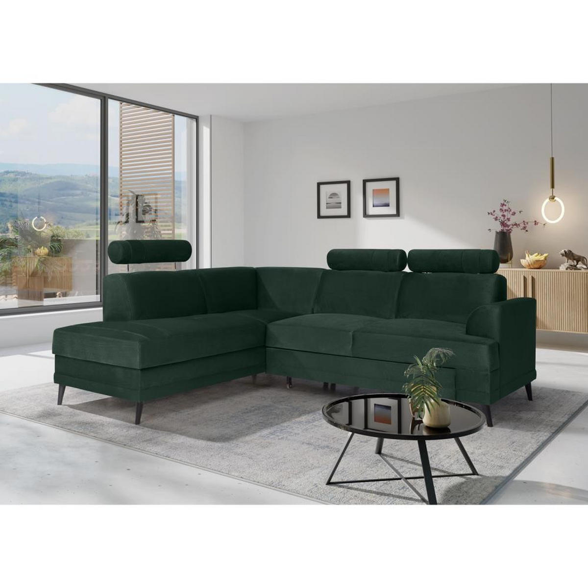 ECKSCHLAFSOFA Kordian links grün - Grün, Textil (250/200cm) - Beautysofa