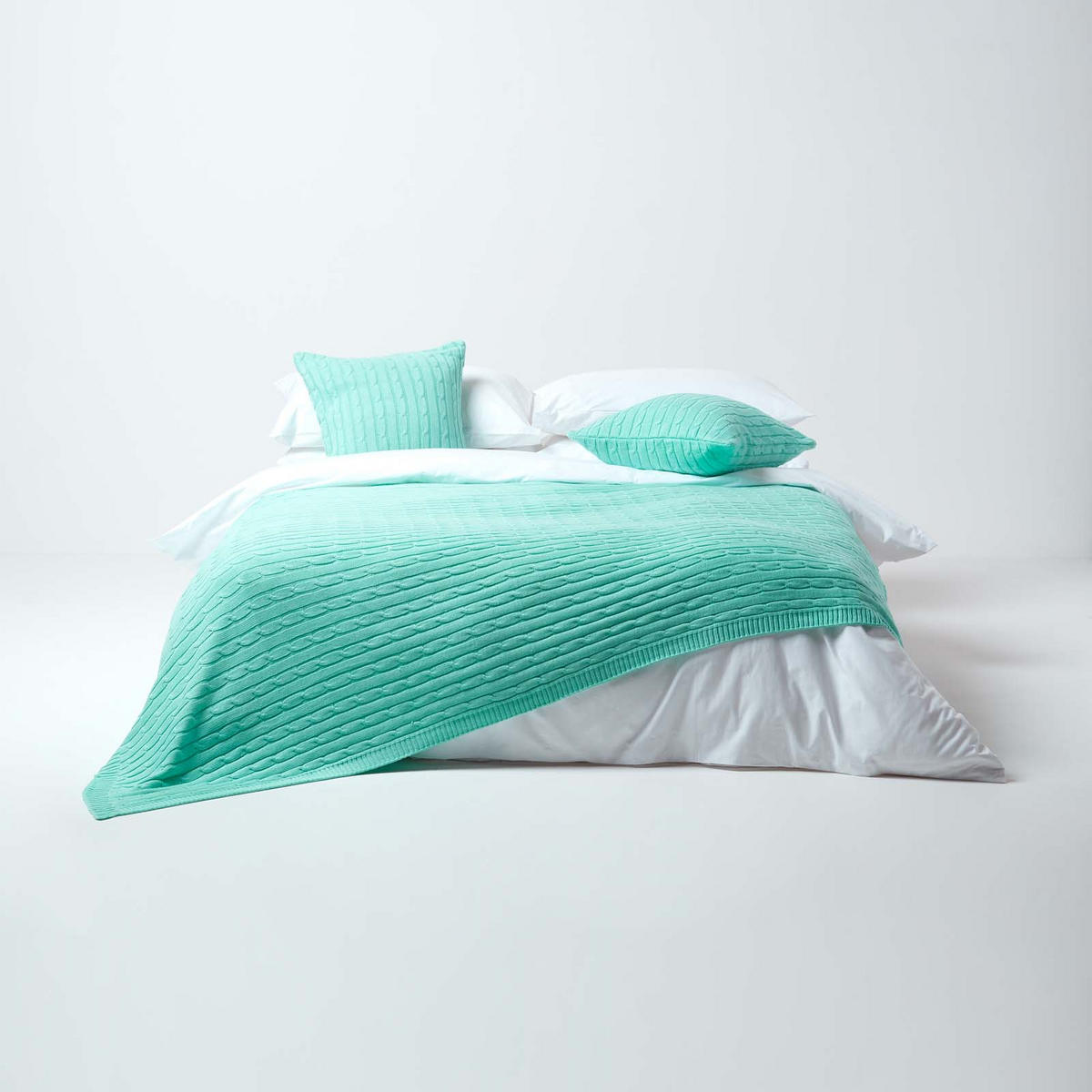 STRICKDECKE 150/200 cm, Baumwolle mit Rautenmuster - Grün, Textil (150/200cm) - Homescapes