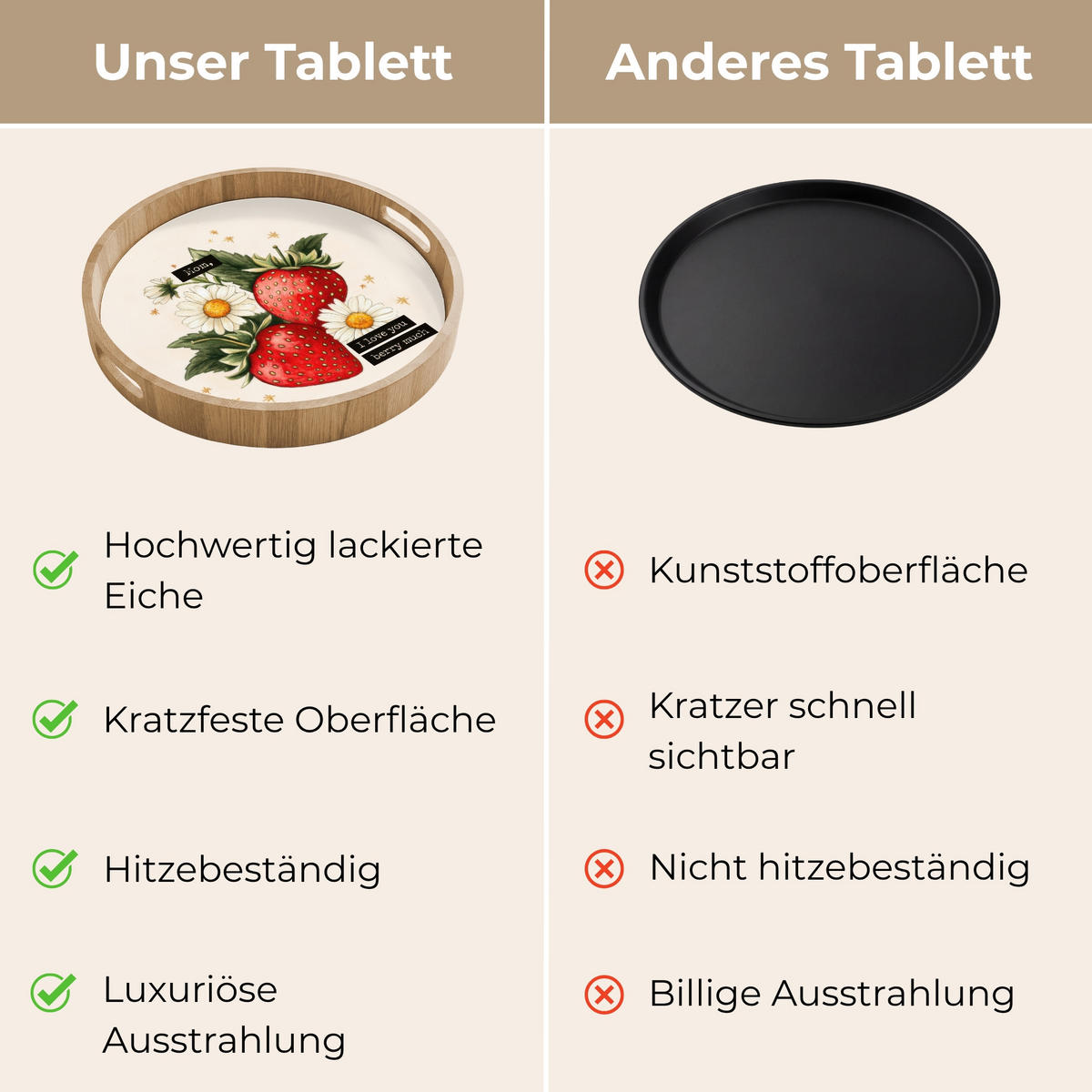TABLETT - Erdbeeren - Gänseblümchen - Zitat - Sterne - 40x40 cm - Multicolor, Holz (40/5/5cm) - OnlyWow