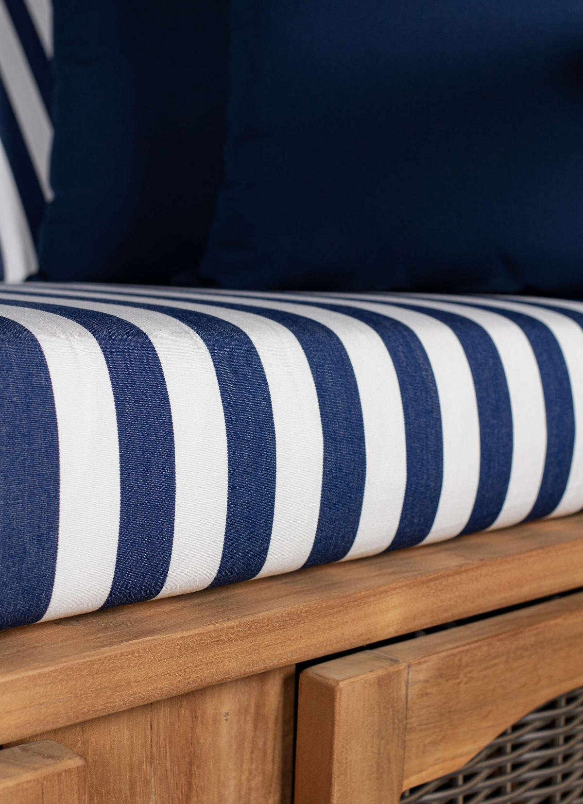 STRANDKORB XL Schillig Bullauge - Blau/Braun, Metall (142/170/95cm) - Mr. Deko