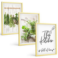 BILDER SET 3er Set - 40x60 cm Goldrahmen - Küchenthema: Getrocknete Kräuter - Goldfarben, Kunststoff (40/60cm) - TULUP