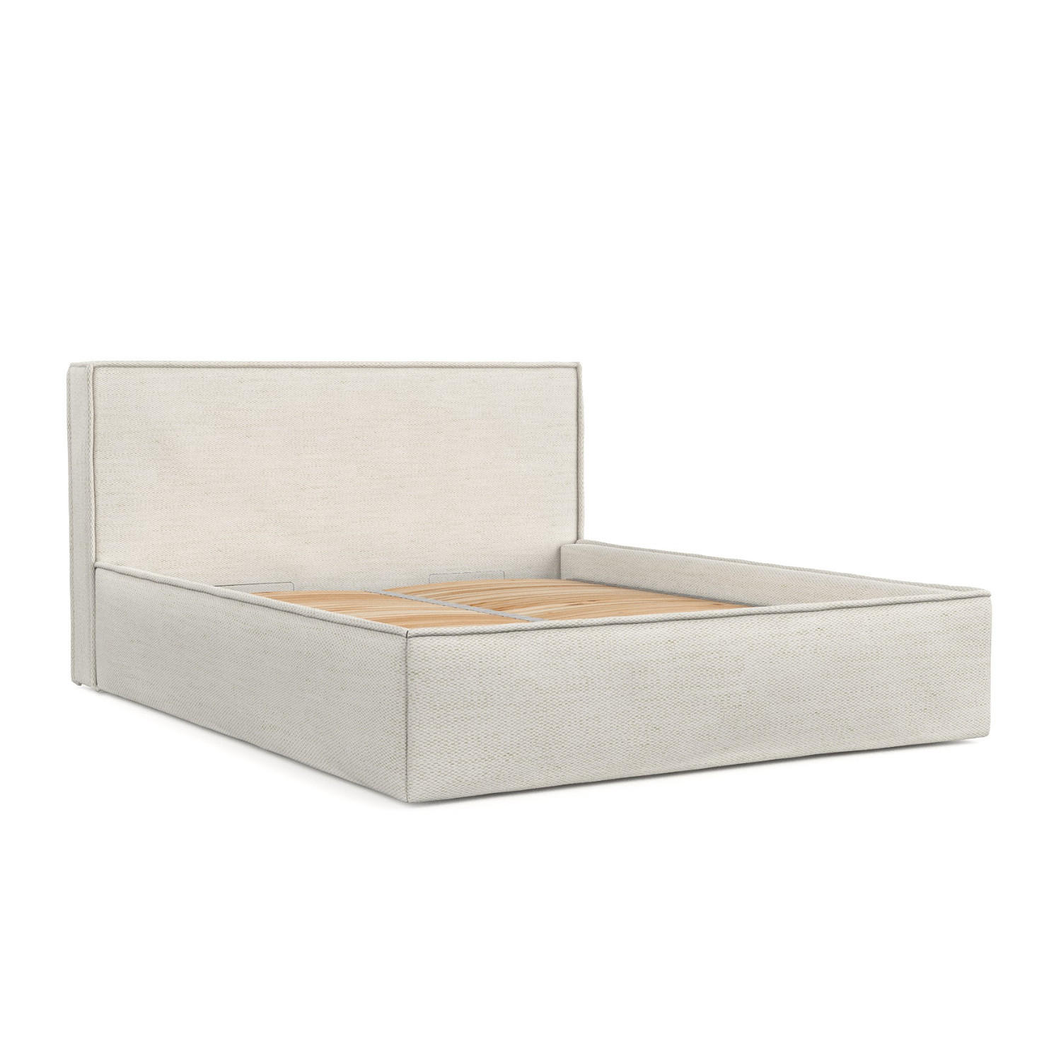 POLSTERBETT Sato mit Stauraum 200/200 cm Creme im Modesto Stoff - Creme/Schwarz, Holz/Holzwerkstoff (200/200cm) - AltaBeds