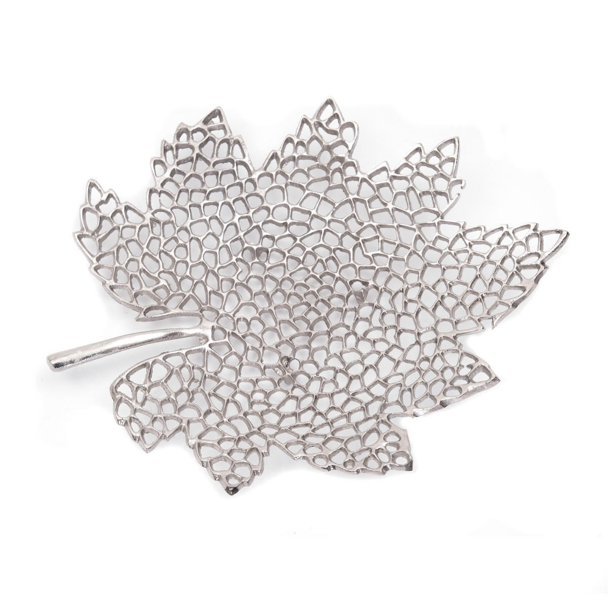 DEKO-SCHALE Leaf 40 Metall Silber - Silberfarben, Metall (36cm) - DESIGN DELIGHTS