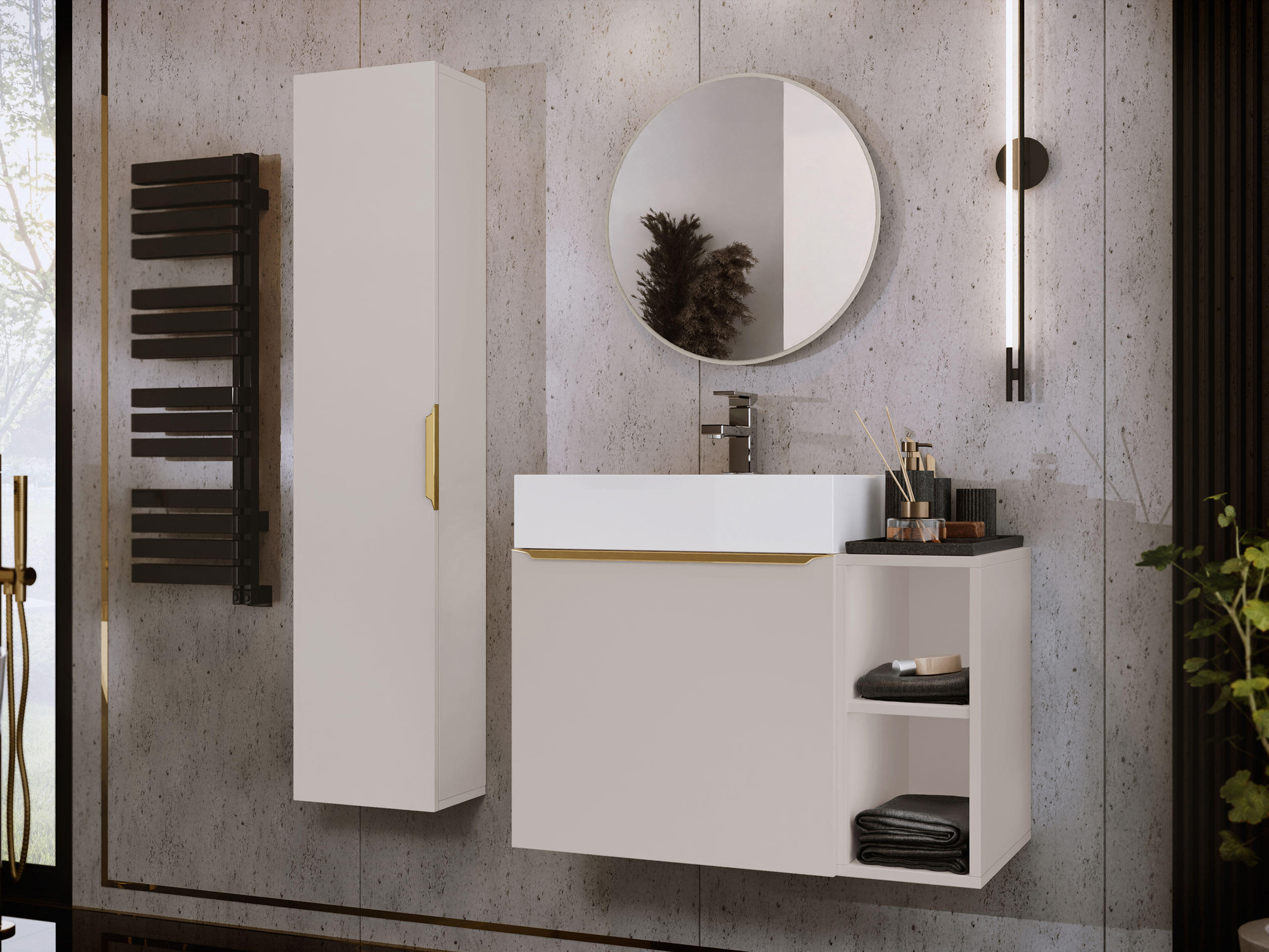 BADMÖBEL-SET Mogares I - Kaschmir/Goldfarben, Holzwerkstoff/Metall (79/79/43cm) - MIRJAN24