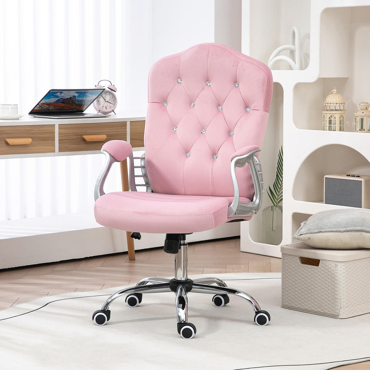 DREHSTUHL 61/104-114/61 cm Pink aus Polyester mit Wippfunktion - Pink, Kunststoff (61/114/61cm) - OKMYHOME