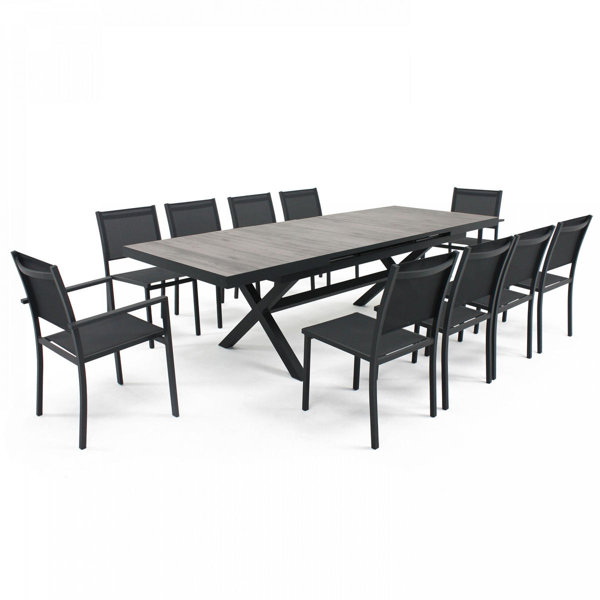 GARTENTISCH ., Braun/Grau - Grau, Metall (260/100/75cm) - Oviala