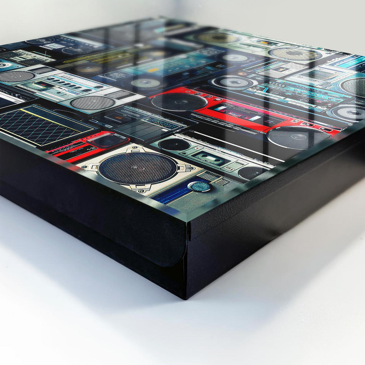 SCHLÜSSELBOX Schwarz 30x30 cm- Türöffnung nach rechts - Musikalische Leidenschaft - Blau, Metall (30/30/5cm) - TULUP
