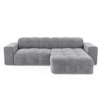 ECKSOFA RECHTS Samt Hellgrau 230cm - Hellgrau/Grau, Textil (230/155cm) - Sia Home