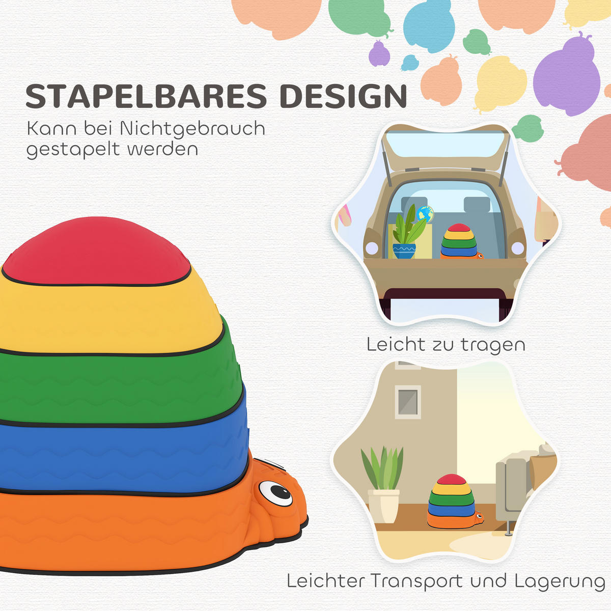 BALANCIERSTEINE für Kinder 5 Stück Rutschfeste Trittsteine stapelbar 2-8 Jahren - Multicolor, Kunststoff (33.5/28/37.8cm) - AIYAPLAY