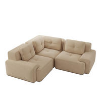 ECKSOFA DE-34221 modular mit Tiefsitz Beige - Beige, Textil (104/177cm) - ComfortXL