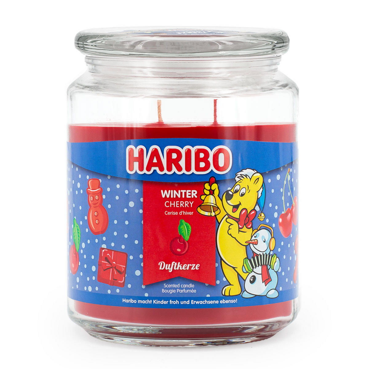 DUFTKERZE Haribo - Rot, Naturmaterialien/Glas (13cm)