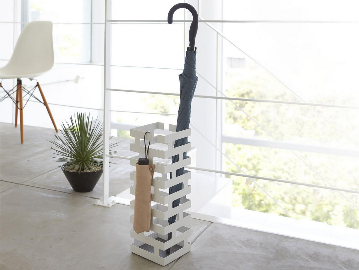 SCHIRMSTÄNDER Brick weiß 15/43/15 cm - Weiß, Metall (15/43/15cm) - Yamazaki