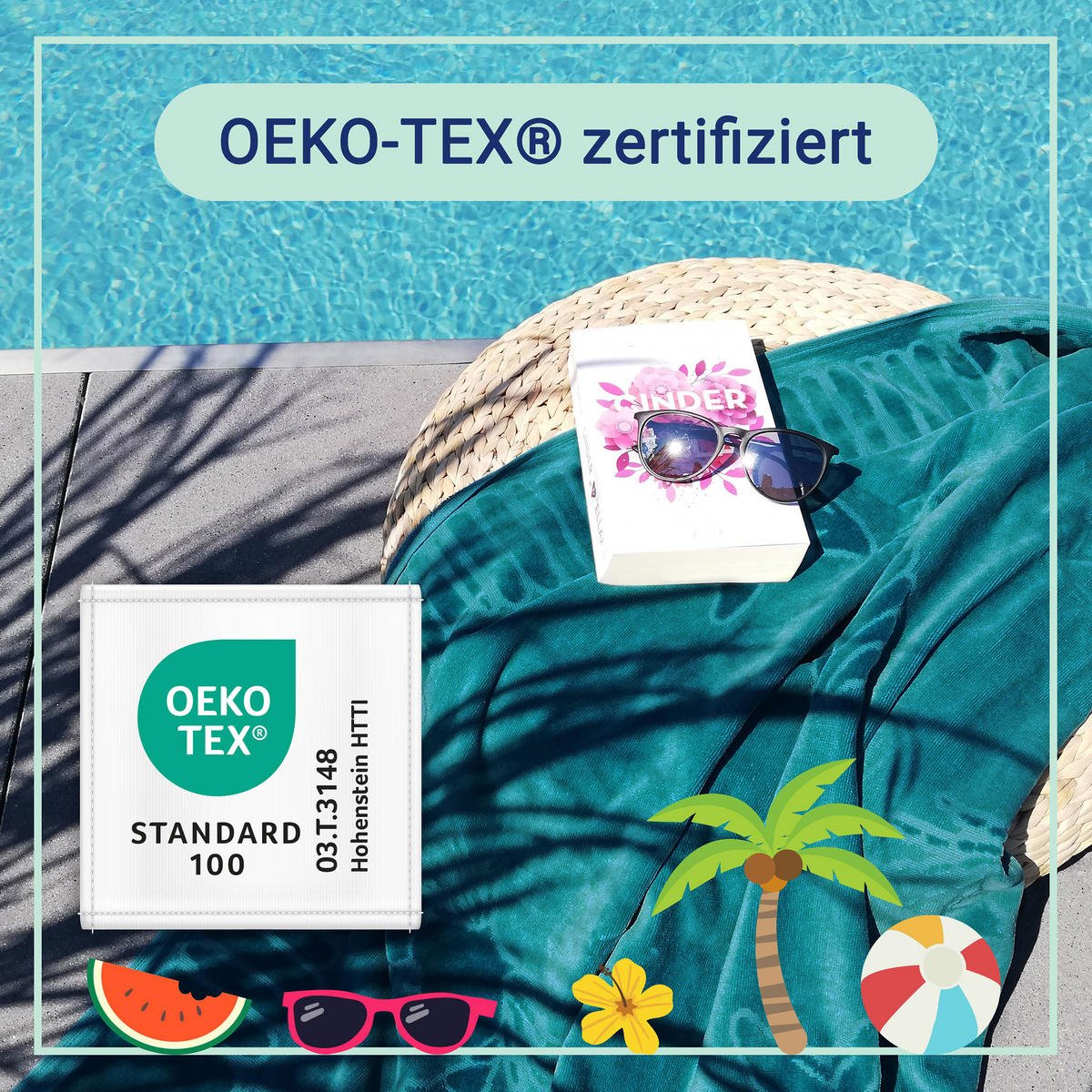 STRANDTUCH, 100x200 cm, 100% Baumwolle, Grün - Petrol, Textil (100/200cm) - Zollner