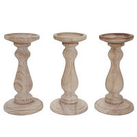 KERZENSTÄNDER 3ER-SET Beige - Beige, Holz (12/24/12cm) - MCW