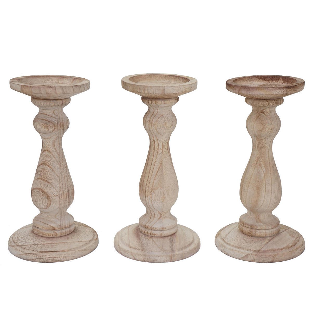 KERZENSTÄNDER 3ER-SET Beige - Beige, Holz (12/24/12cm) - MCW