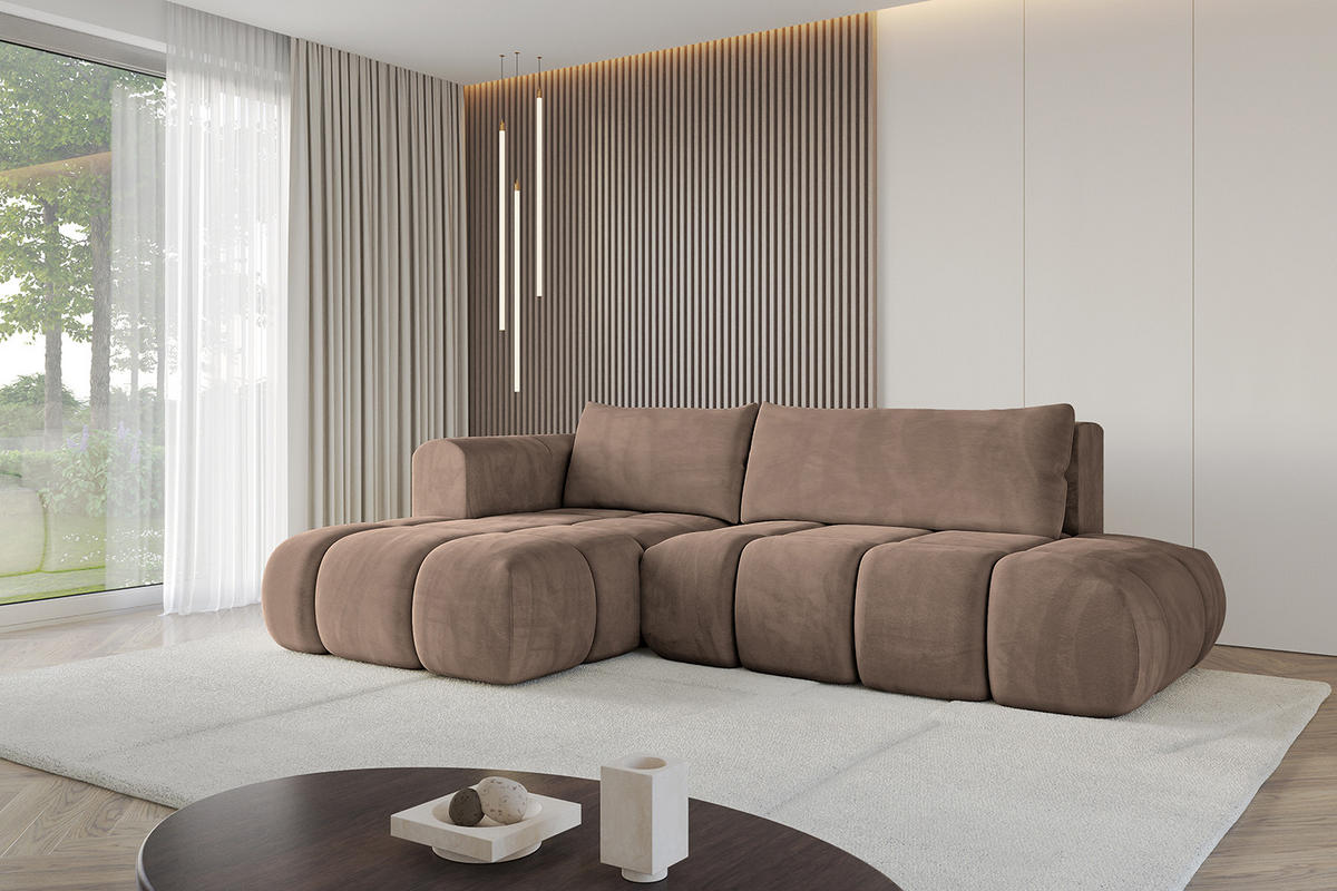 ECKSOFA Ottomane Links CLOUD-L 289x180x40 Braun Velours - Braun, Holzwerkstoff/Kunststoff (180/289cm) - ALTDECOR