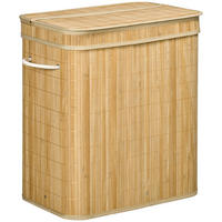 WÄSCHEKORB mit Deckel 90 L, Natur - Naturfarben, Naturmaterialien (54.2/59.5/35.2cm) - HOMCOM