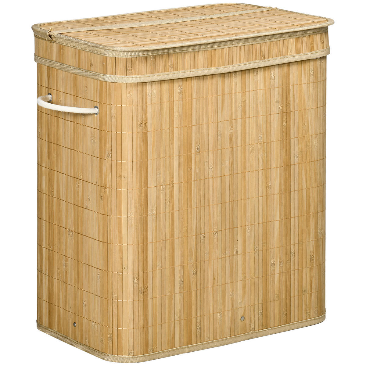 WÄSCHEKORB mit Deckel 90 L, Natur - Naturfarben, Naturmaterialien (54.2/59.5/35.2cm) - HOMCOM