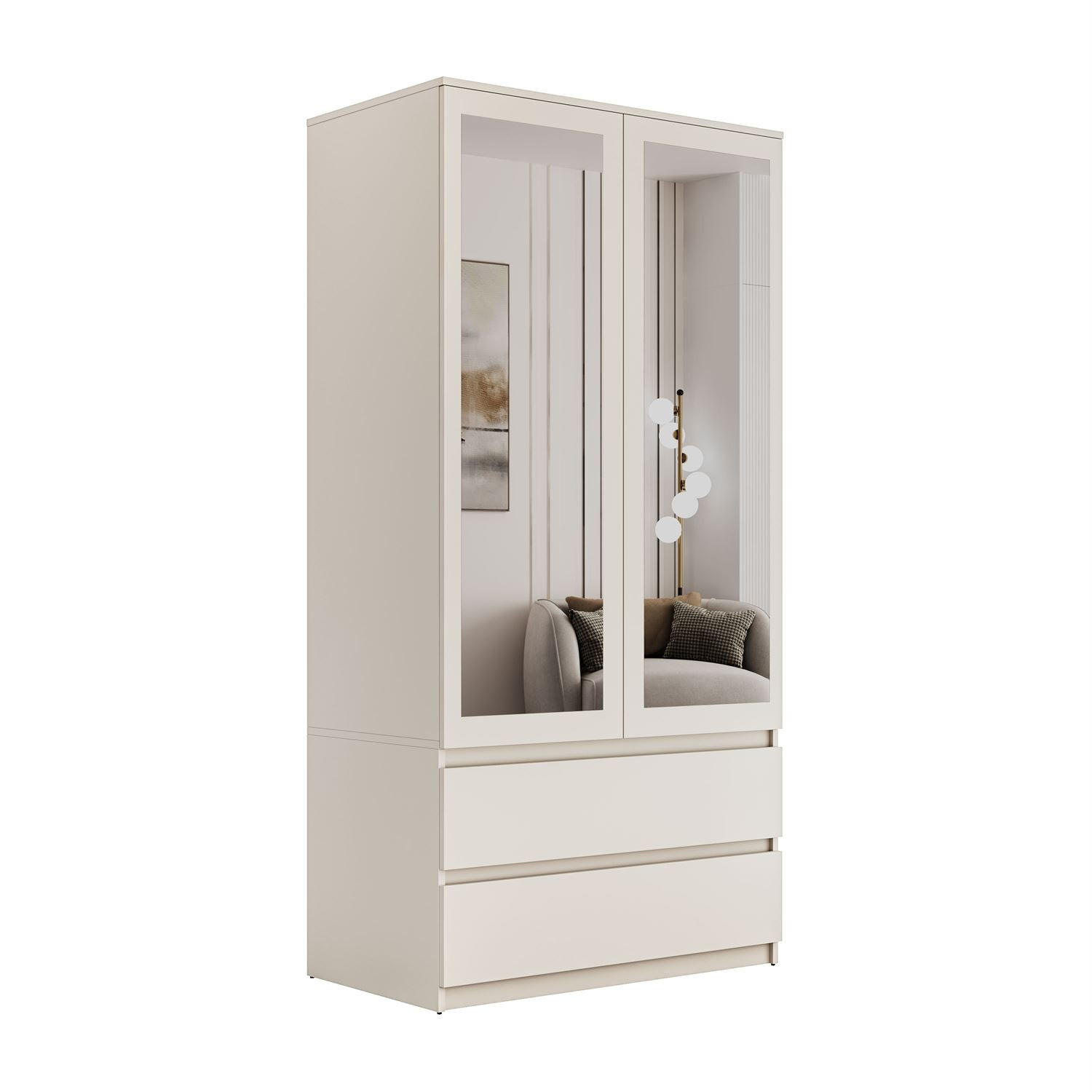 SCHRANK HANA SS-90 mit Spiegel Kaschmir - Kaschmir, Holzwerkstoff (90/180/50cm) - Lookway