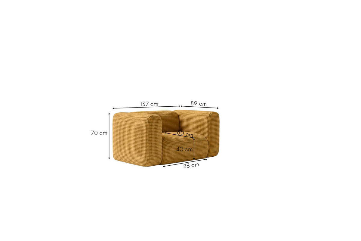 WOHNZIMMERSESSEL aus Chenille-Stoff Cremona, Golden, GRETA - Goldfarben, Holz (137/70/89cm) - Kaiser Möbel
