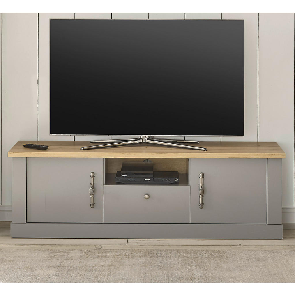 Thumbnail - Furn.Design Tv-Lowboard, Grau, Eiche Artisan, Metall, Nachbildung,Eiche, Uni, Holz Optik, 1 Schubladen, Sockel, 155x48x4...