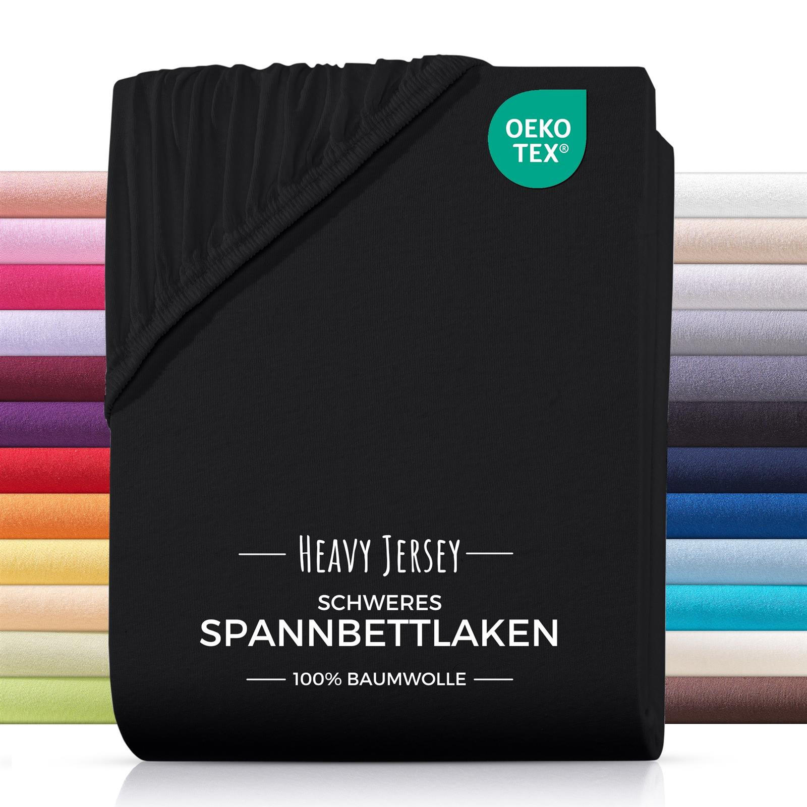 SPANNBETTLAKEN Heavy Jersey aus 100% Baumwolle, Bettlaken 120x200 Schwarz - Schwarz, Textil (120/200cm) - Carpe Sonno