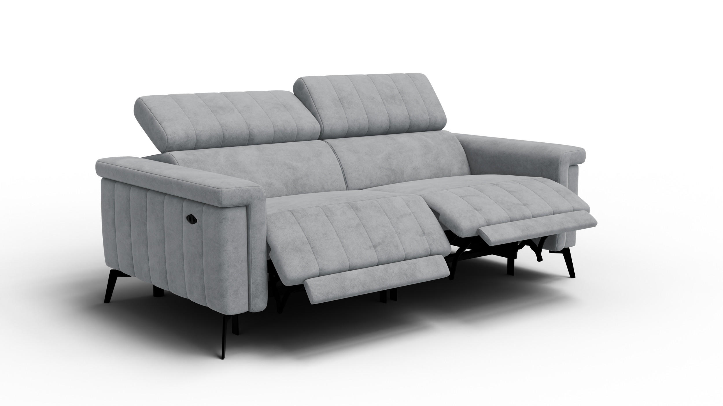 RELAXSOFA NORDEL 3-Sitzer, grau - Schwarz/Grau, Holz/Textil (194/80/105cm) - Courtois Laville