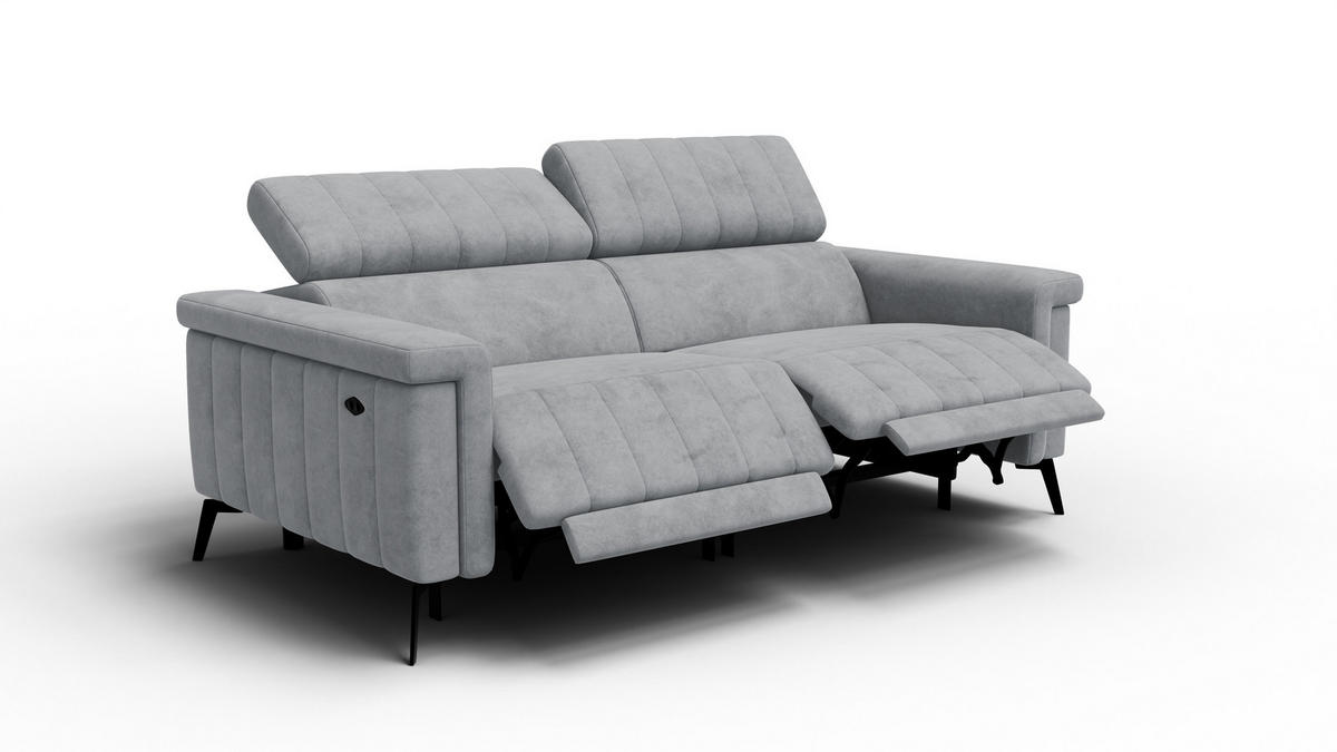 RELAXSOFA NORDEL 3-Sitzer, grau - Schwarz/Grau, Holz/Textil (194/80/105cm) - Courtois Laville