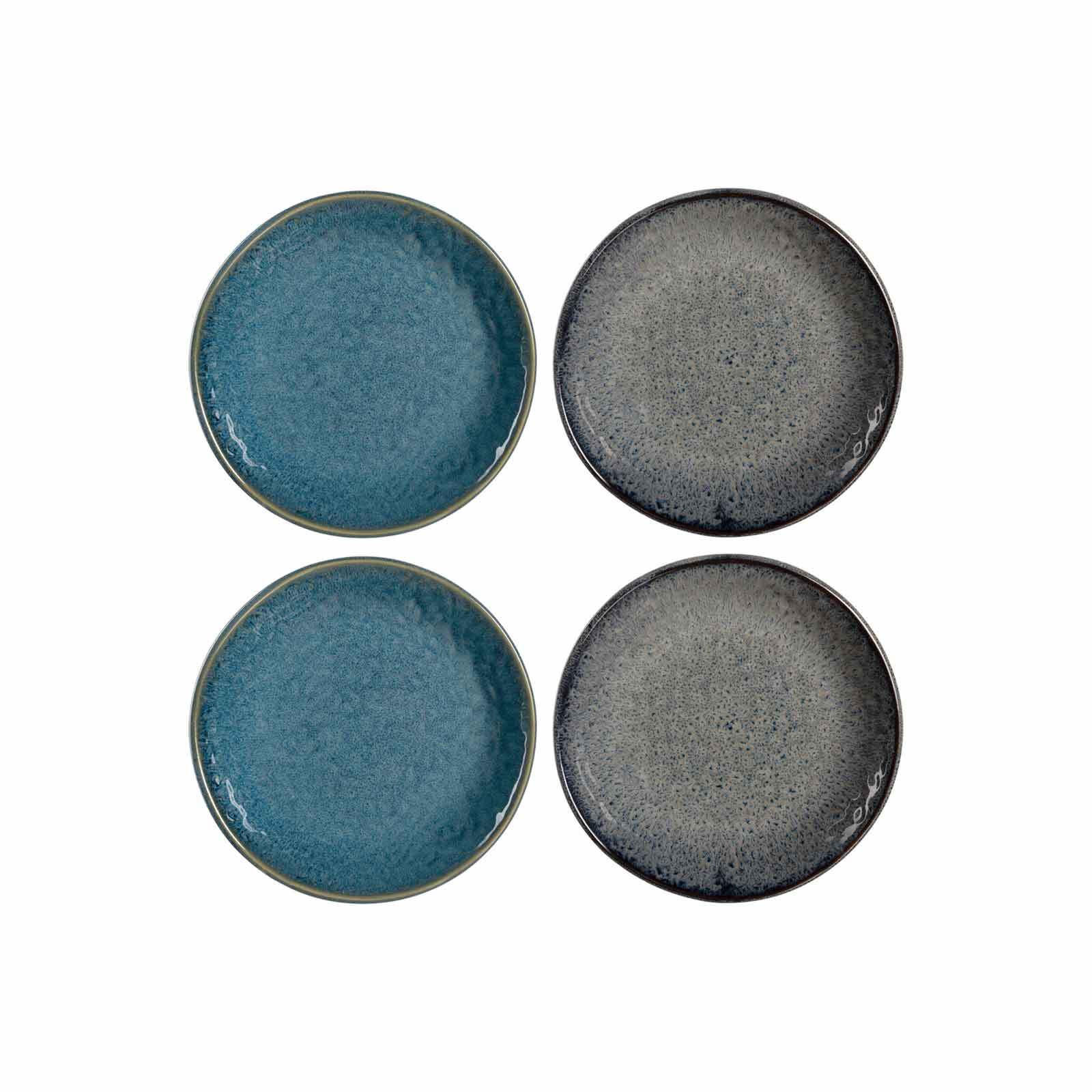 KERAMIKTELLER Matera anthrazit-blau ø 16,3 cm 4er Set - Blau/Anthrazit, Keramik (16.3cm) - Leonardo Living