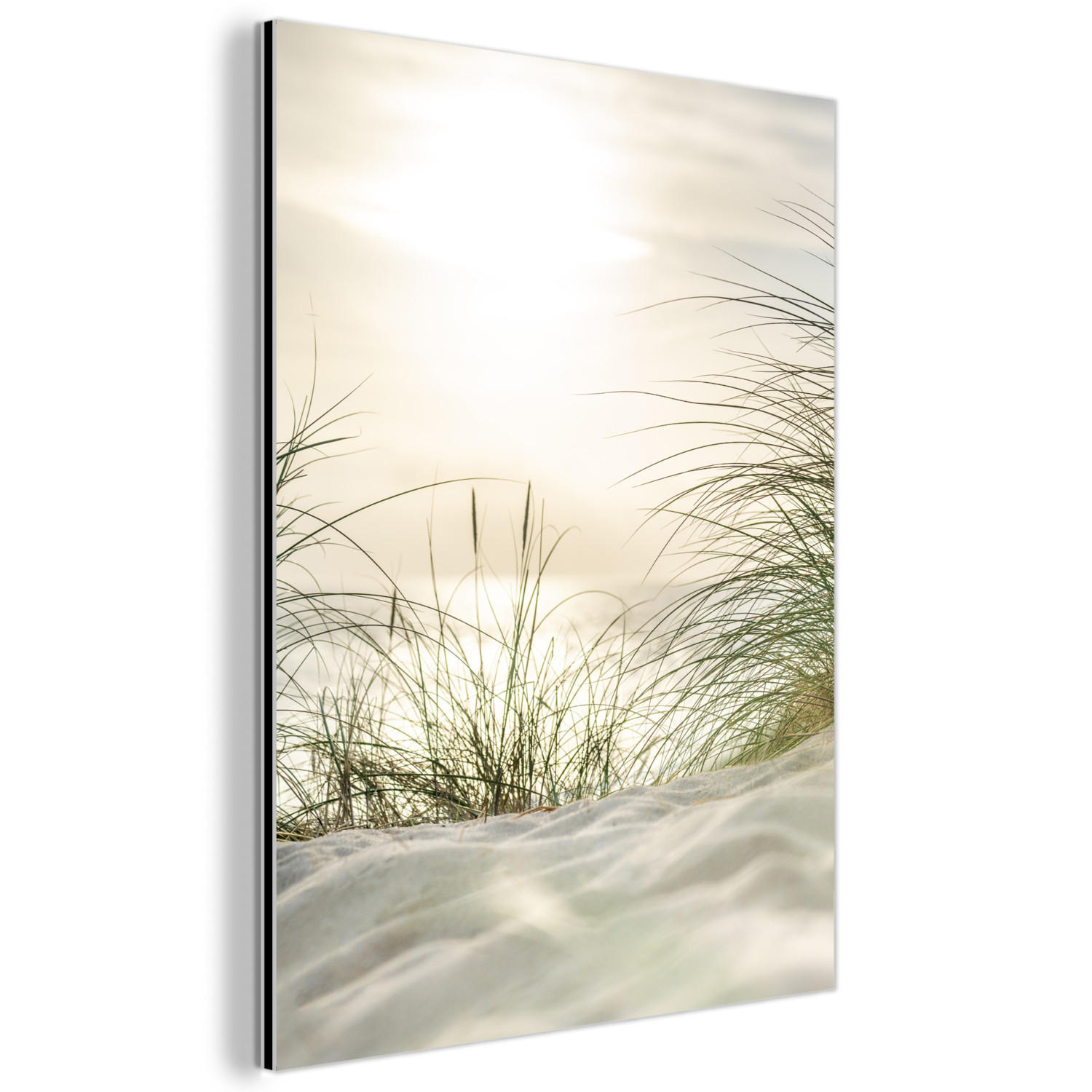 METALLBILD Dünen mit Strandhafer in der Sonne des Nationalparks Schleswig-Holsteinisches Wattenmeer 60x80 cm - Creme, Metall (60/80cm) - MuchoWow
