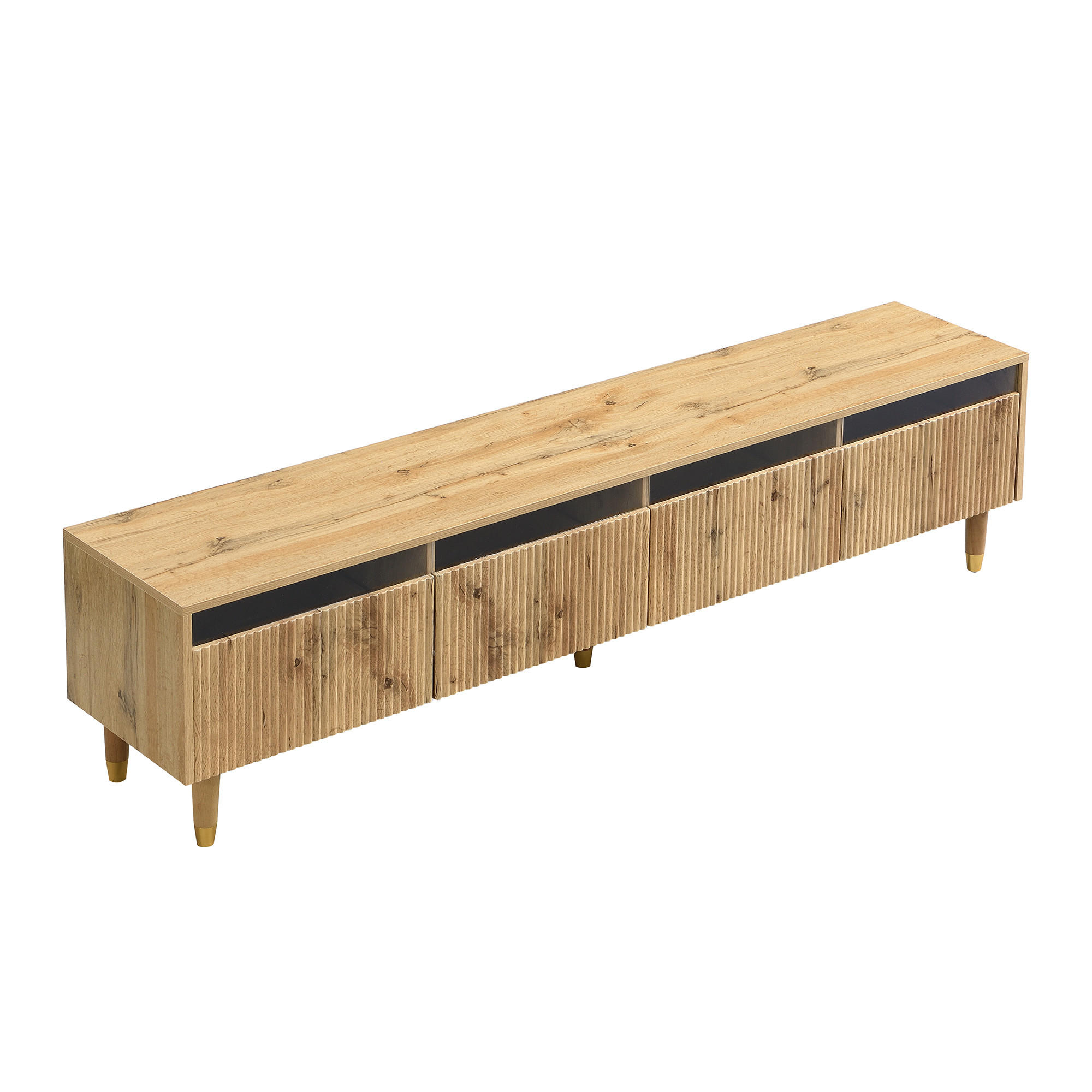 LOWBOARD DE-40215 mit Acryl-Schubladen Holzfarbe - Naturfarben, Holzwerkstoff (178/45/35cm) - ComfortXL