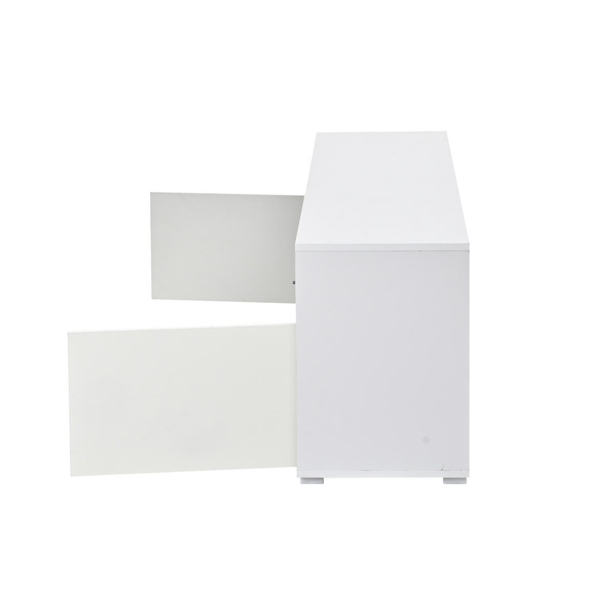 TV-SCHRANK LED Lowboard Hochglanz 150cm 8 Fächer Modern - Weiß, Holzwerkstoff (150/50/35cm) - FLIEKS