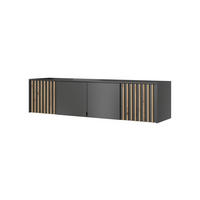SCHRANKAUFSATZ STILO 4D 206 cm (Graphit, Lamellen Artisan Eiche, 4 Türen, Metallgriffe) - Schwarz/Graphitfarben, Holz/Holzwerkstoff (206/50/51cm) - Ravio