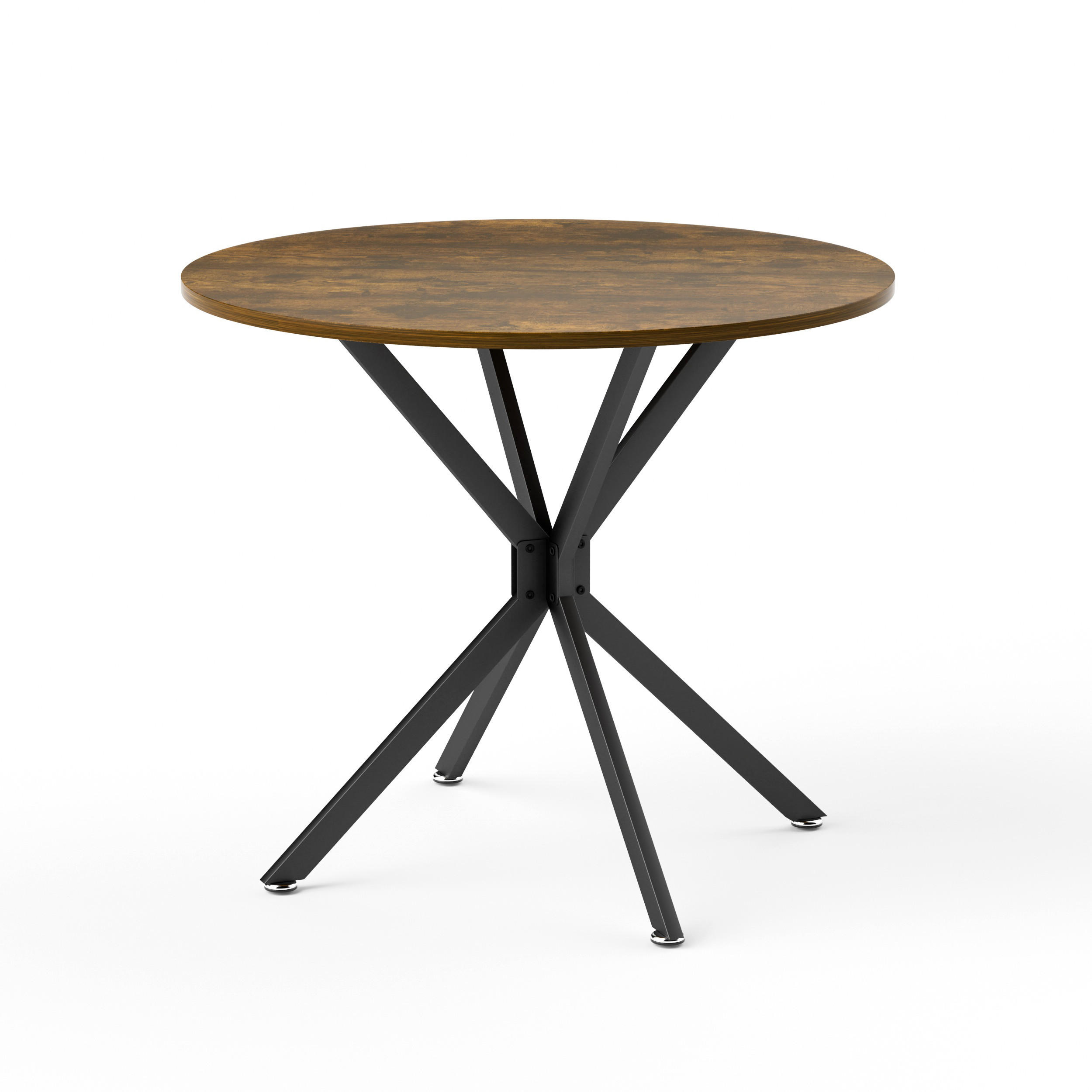 MASA DE SUGESTIE ROTUNDA 90 cm, maro vintage, cu cadru metalic, economiseste spatiu