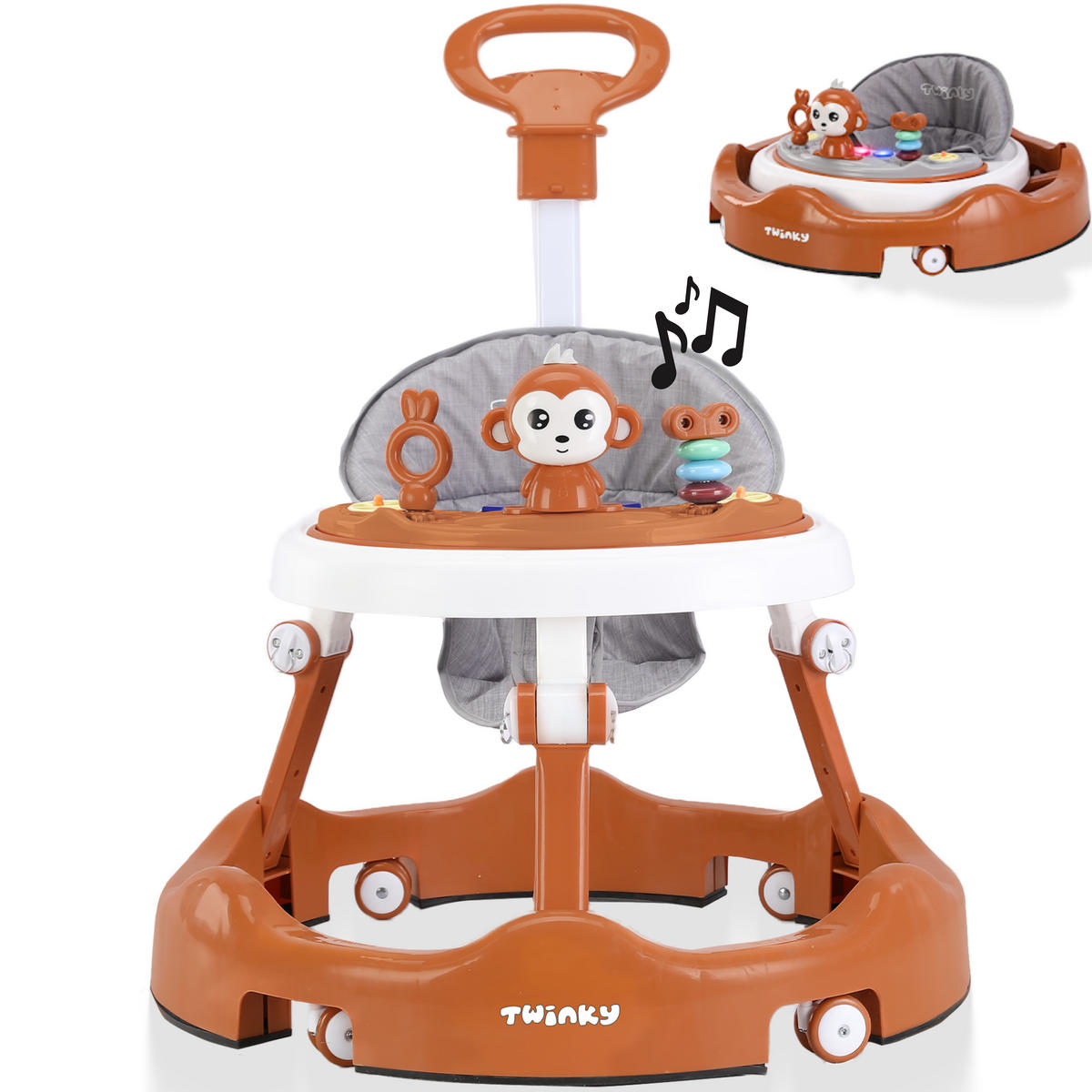 LAUFLERNWAGEN mit Spielset & Bodenmatte Braun - Braun, Kunststoff (70/70cm) - Twinky