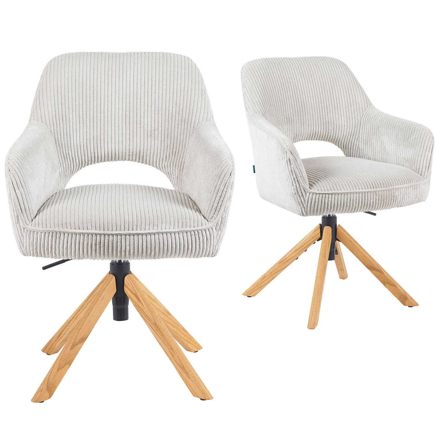 BÜROSTUHL Mika-Amia - Honigeiche/Hellgrau, Eichenholz/Holz (60/88/65cm) - DUBI Möbel