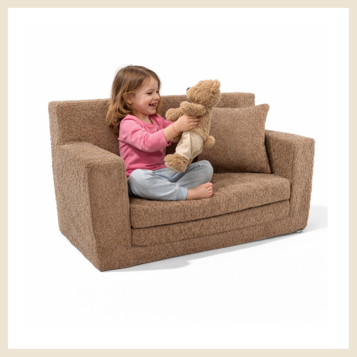 KINDERSOFA David – Stilvoller Komfort für das Kinderzimmer - In den Trendfarben - Braun, Textil (83/47/43cm) - Fortisline