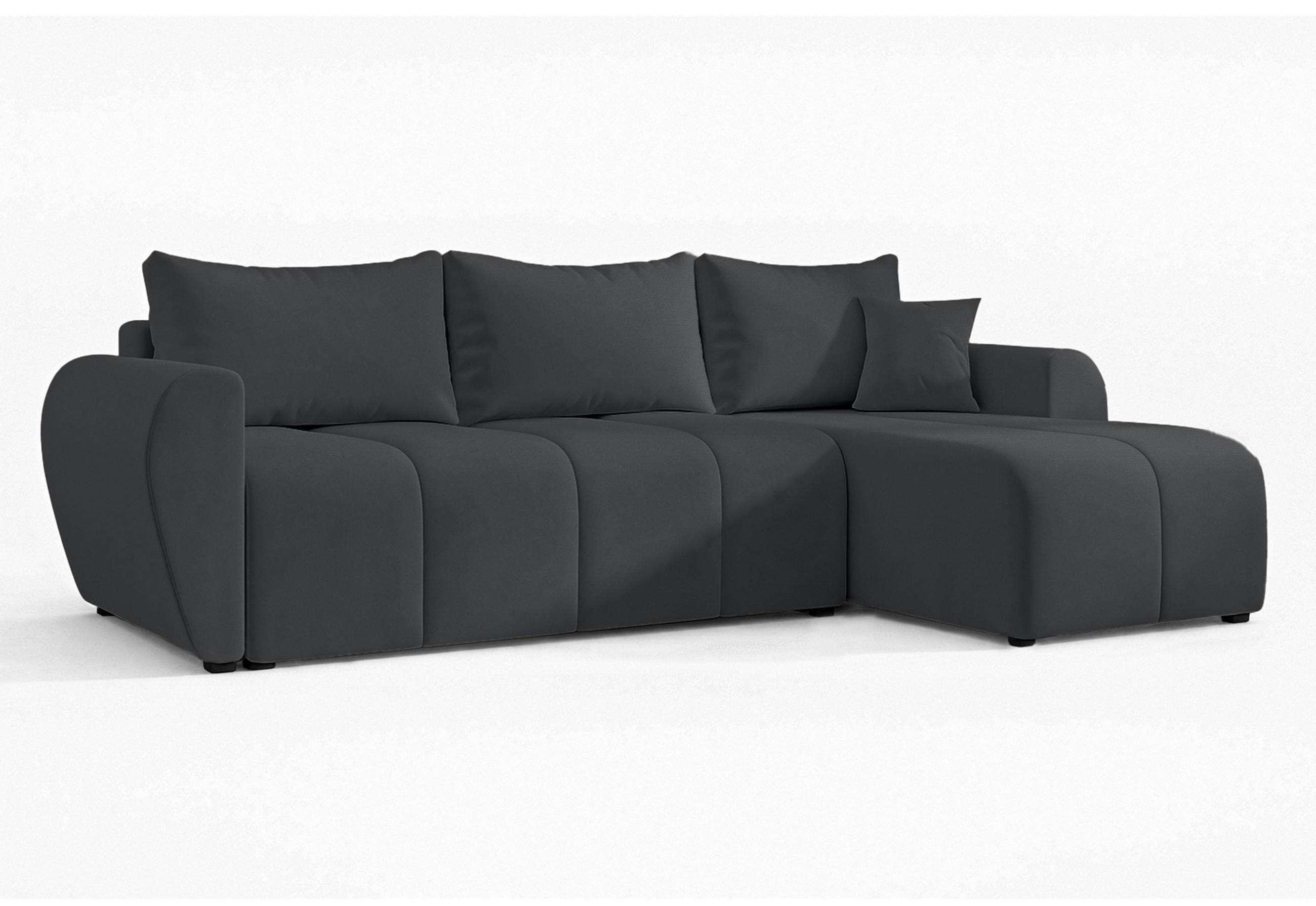ECKSOFA L Form Malatya Dunkelgrau 246/145/80 cm stilvolle mit Schlaffunktion R - Dunkelgrau/Schwarz, Kunststoff/Textil (246/145cm) - AX Living