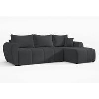 ECKSOFA L Form Malatya Dunkelgrau 246/145/80 cm stilvolle mit Schlaffunktion R - Dunkelgrau/Schwarz, Kunststoff/Textil (246/145cm) - AX Living