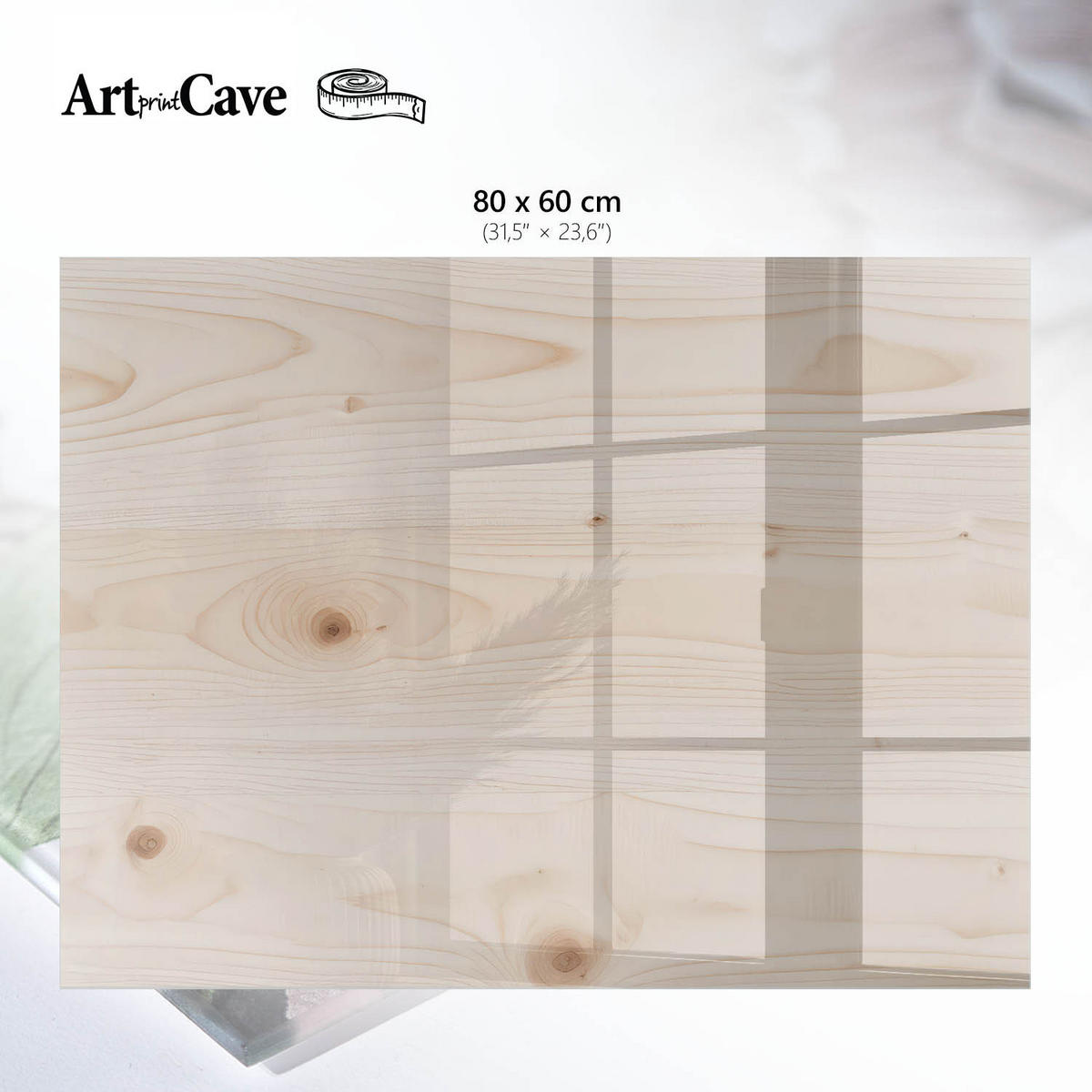 GLASPLATTE 80x60 cm – Holzkonstruktion - Braun, Glas (0.4/80/60cm) - ArtPrintCave
