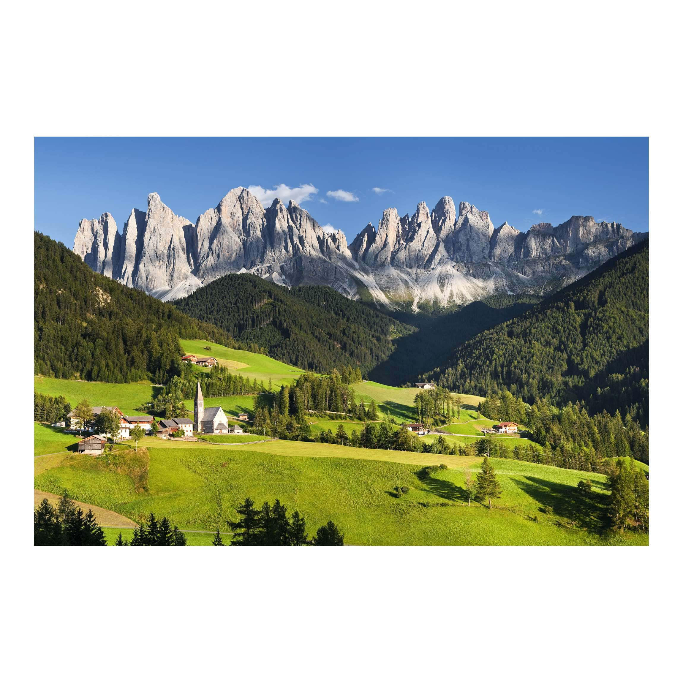 FOTOTAPETE Geislerspitzen in Südtirol 336/225 cm - Grün, Papier (336/225cm) - Bilderwelten