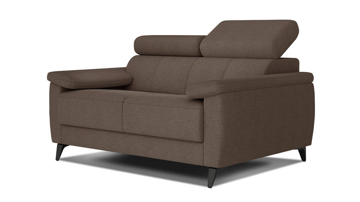 SOFA TAUNUS 2-Sitzer, braun - Schwarz/Braun, Holzwerkstoff/Textil (141/80/102cm) - Courtois Laville