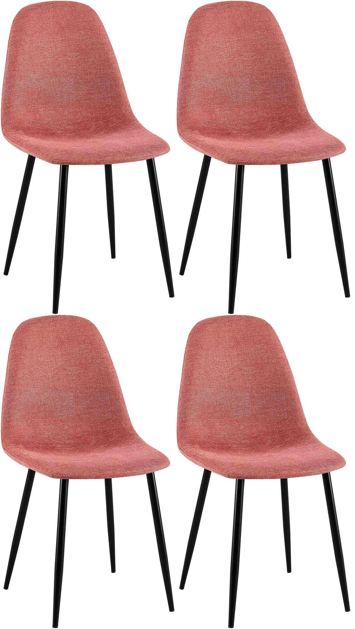 STUHL 4er Set Stoff Orange - Schwarz/Orange, Textil/Metall (44/88/51cm) - CLP