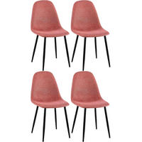 STUHL 4er Set Stoff Orange - Schwarz/Orange, Textil/Metall (44/88/51cm) - CLP