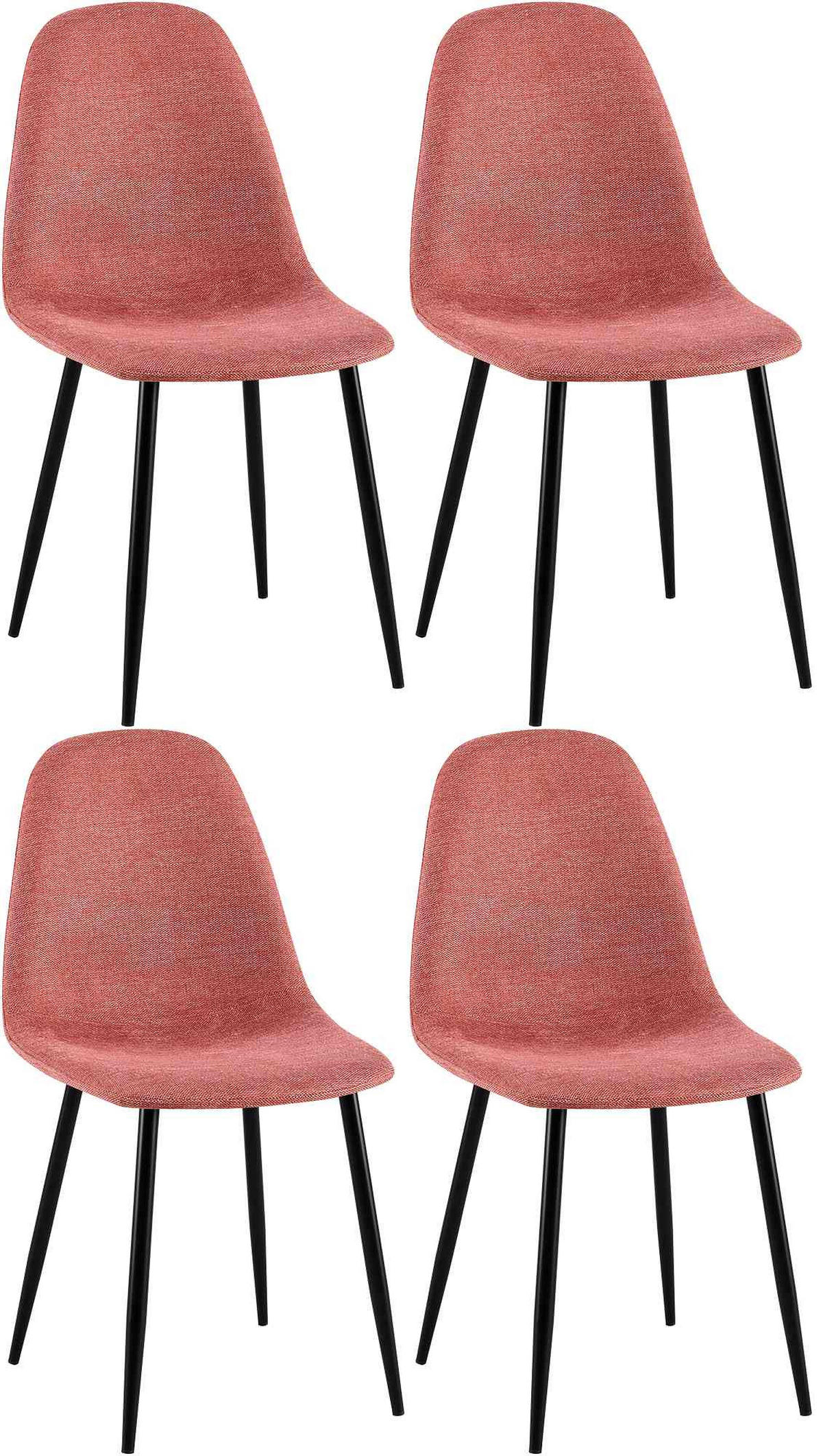 STUHL 4er Set Stoff Orange - Schwarz/Orange, Textil/Metall (44/88/51cm) - CLP