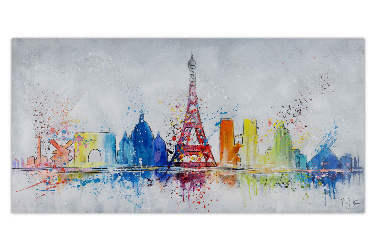 ACRYLBILD HANDGEMALT 120/60 cm - Weiß, Holz/Textil (120/60cm) - KUNSTLOFT