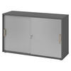 SCHIEBETÜRENSCHRANK - 2 Ordnerhöhen 40/120/74,8 cm in Graphitfarben/Silberfarben Streifengriff (Kunststoff) - Silberfarben/Graphitfarben, Holzwerkstoff (120/74.8/40cm) - bümö