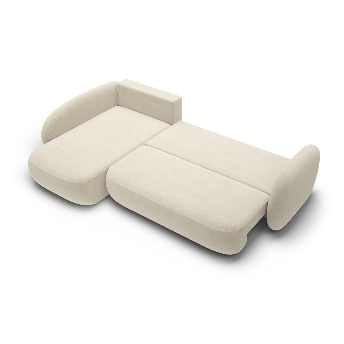 ECKSOFA AMICO II L-S Beige Geflochtener Stoff mit Schlaffunktion - Beige, Holz (289/190cm) - MASSENO