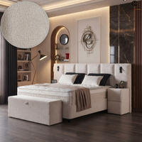 BOXSPRINGBETT MIT BETTKASTEN LUXOR 180/200 cm, Ivory, Bettkasten, Matratze, Topper integriert, H3 mittel 7-Zonen Matratze - Creme/Schwarz, Holz/Kunststoff (180/200cm) - Consilio Concept